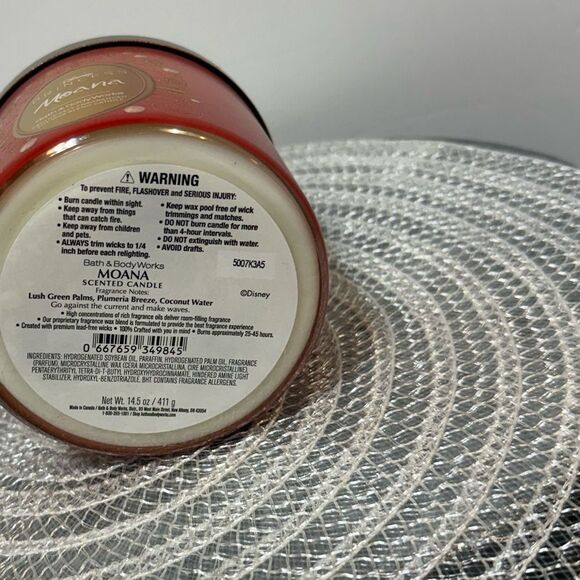 BBW Disney Princess Moana 3 Wick Scented Candle NWT - Picture 3 of 4